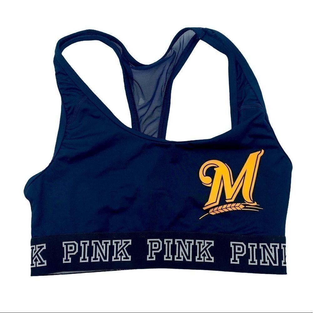 PINK Milwaukee Brewers navy sports bra xs